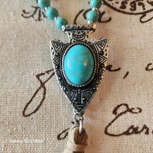Leather / Turquoise  necklace